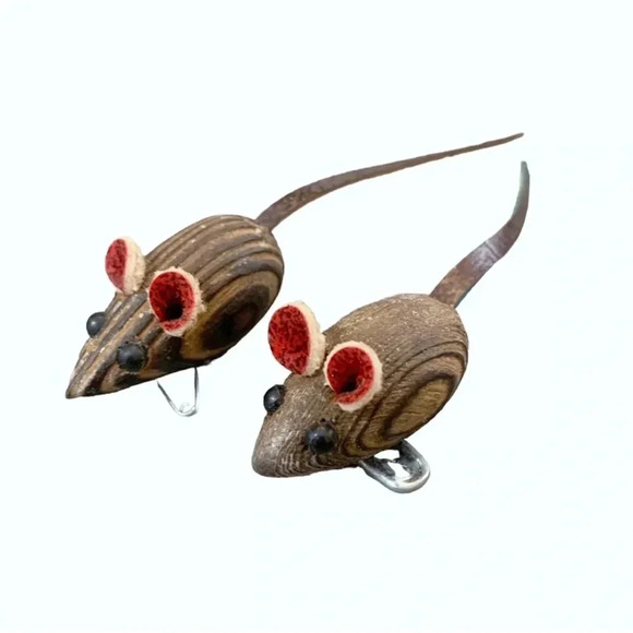 Jewelry - Vintage MCM Mid-Century Modern Wood Mice Brooch Pins